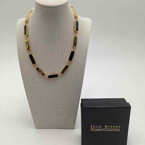 Joan Rivers Classics Collection Gold-Tone Black Enamel Link Necklace